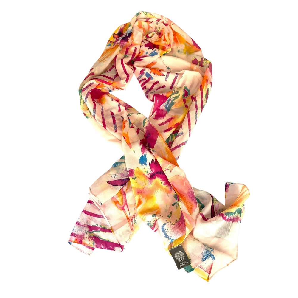 Vince Camuto Womens Pink Multi Color Abstract Floral Geometric Print Scarf Wrap